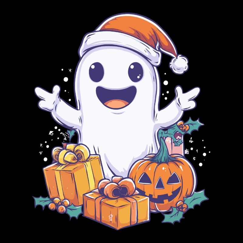 Halloween Gift Ghost with Christmas Hat Decoration