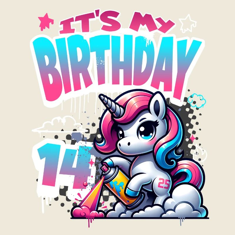 14. Geburtstag Einhorn Graffiti Mädchen