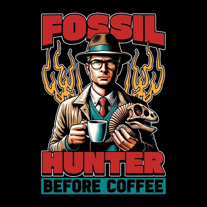 Fossil Hunter Before Paleontologist Coffee Lover