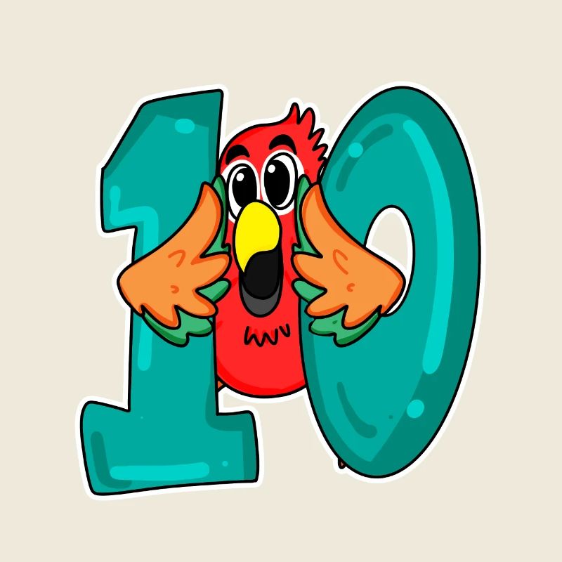 10e anniversaire motif perroquet - dix - 10 ans