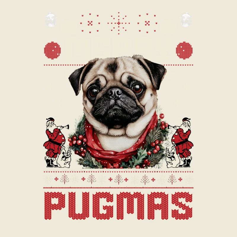 Conception de carlin de Noël laid – Merry Pugmas