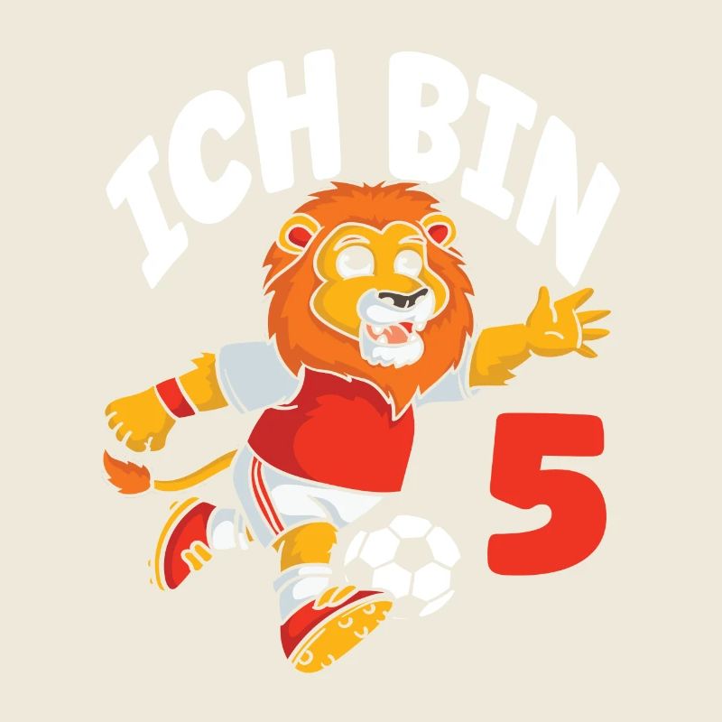 Lustiger Löwe Fußball Ich bin 5 Kindergeburtstag