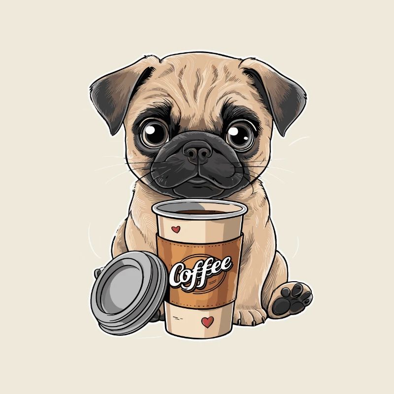 Mops Hundehalter Mops Liebe Kaffee
