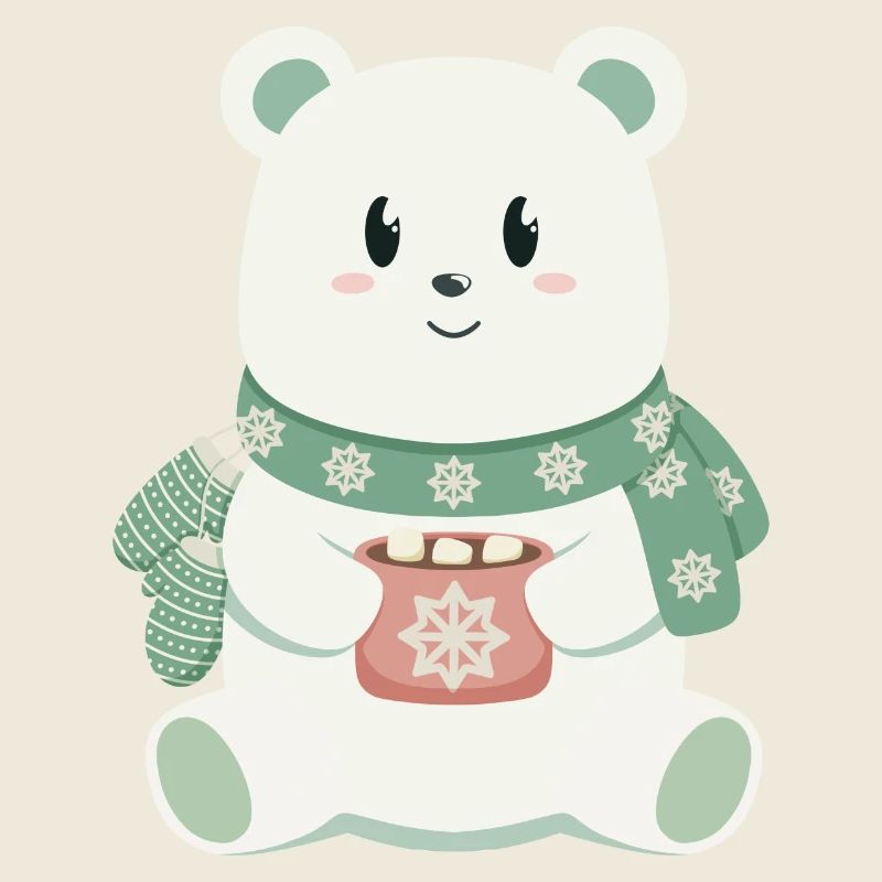 Ours polaire mignon dans l’ de Noël