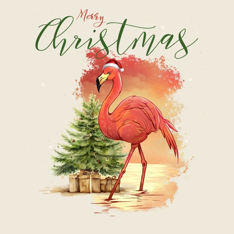 Merry Christmas Flamingo Hat Santa Light