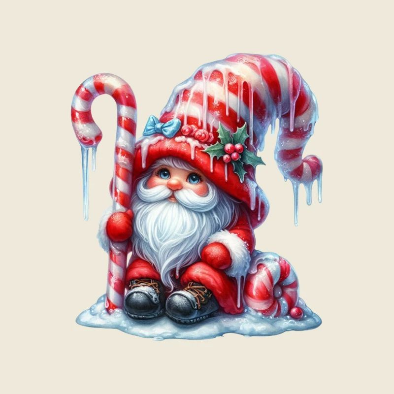 Mignon gnome de Noël avec canne à sucre