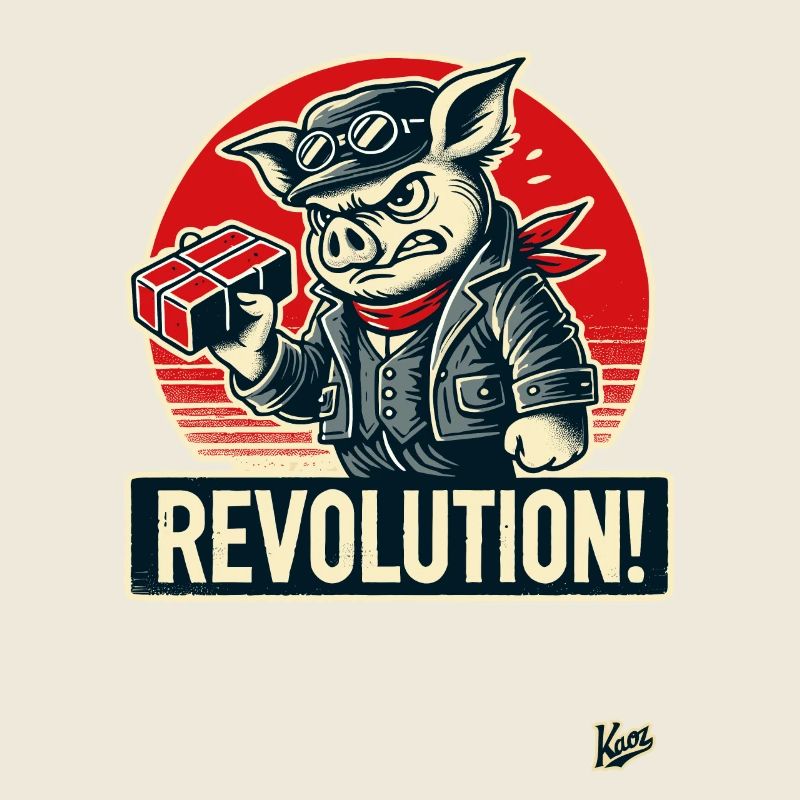Retro Worker Pig Funny Revolution