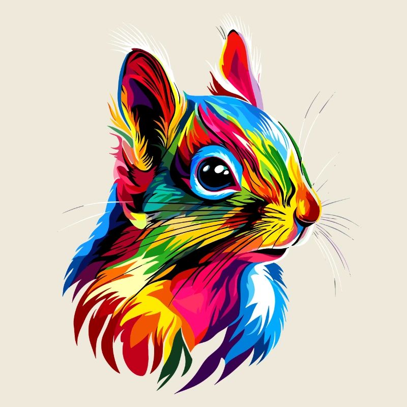 Eichhörnchen Kopfhörer Bunt Popart DJ Eichhörnchen