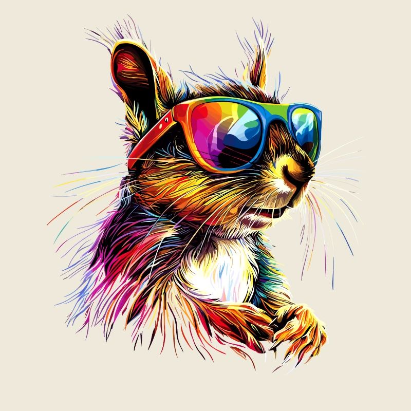 Squirrel Headphones Colorful Pop Art DJ Squirrel