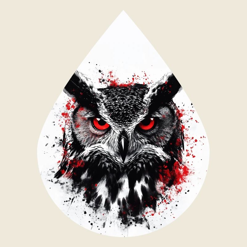 Trashpolka Eule Schwarz Rot