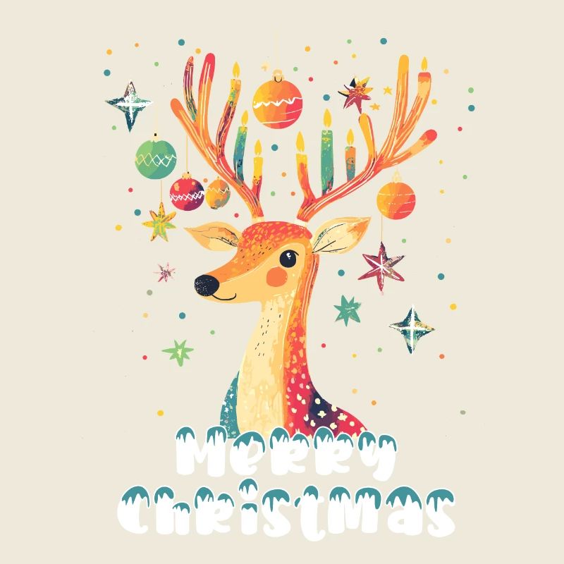 Noël Cerf Conte de fées étoiles Bougies Mignon