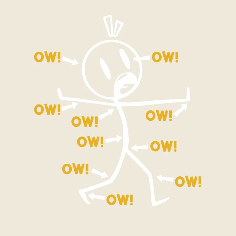 Funny "Ow!" Stick figure illustration with