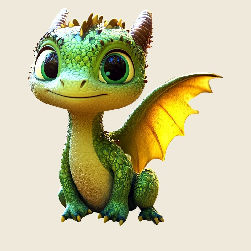 Dragon Petit Vert Bébé Dragon Mignon Dragon