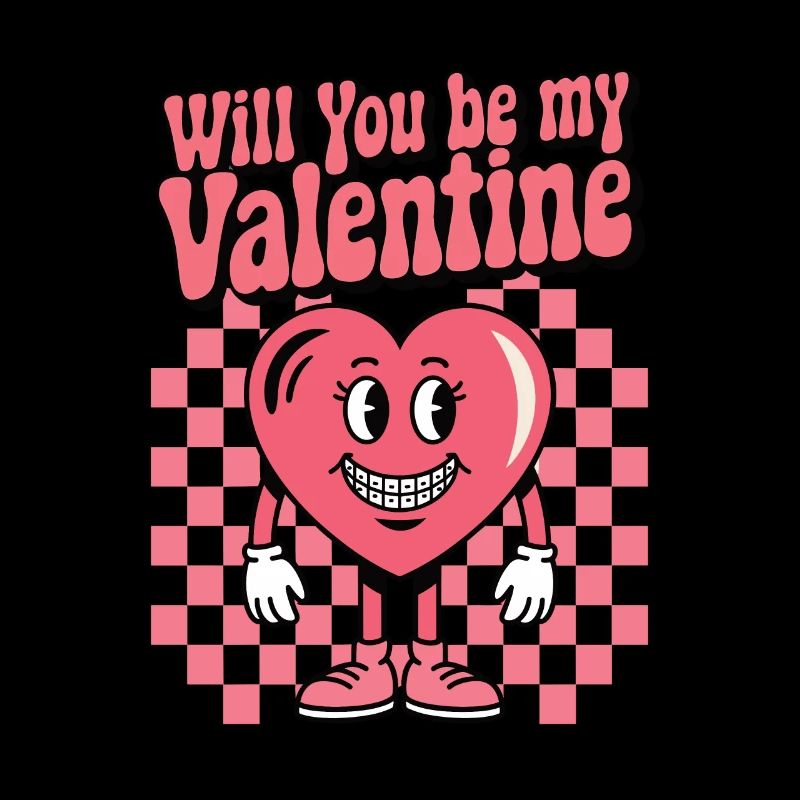 Will You Be My Valentine Retro Heart
