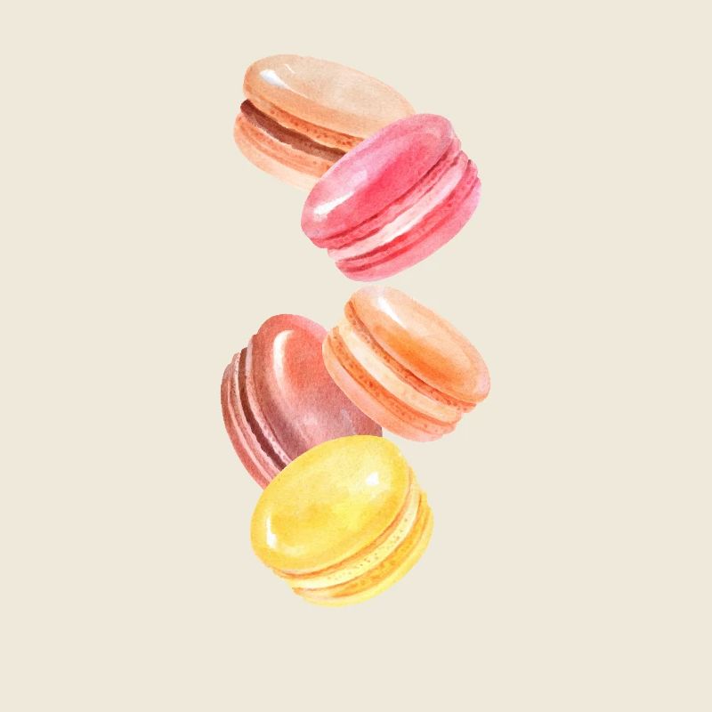 Bunte Macarons Aquarellmalerei Colorful Macarons