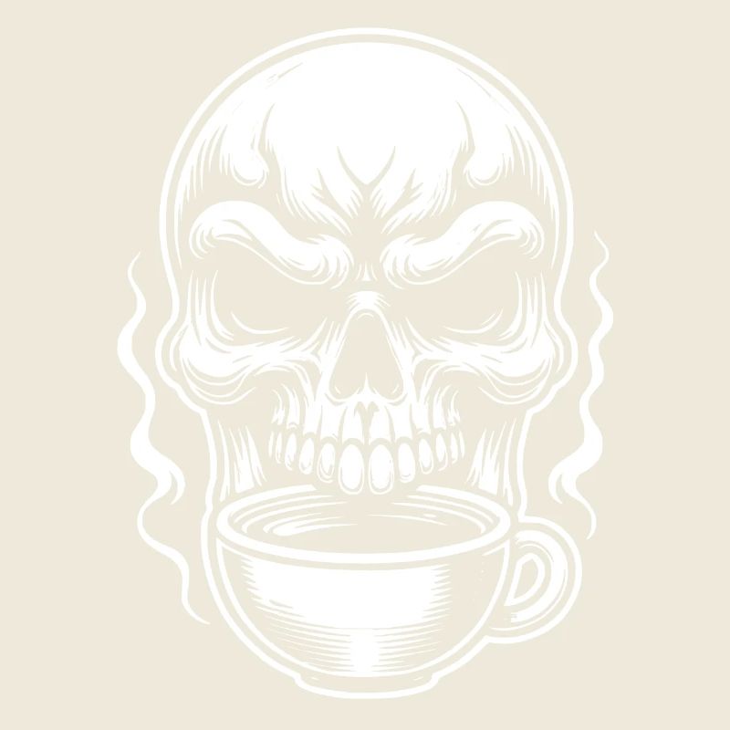 Crâne avec tasse à café
