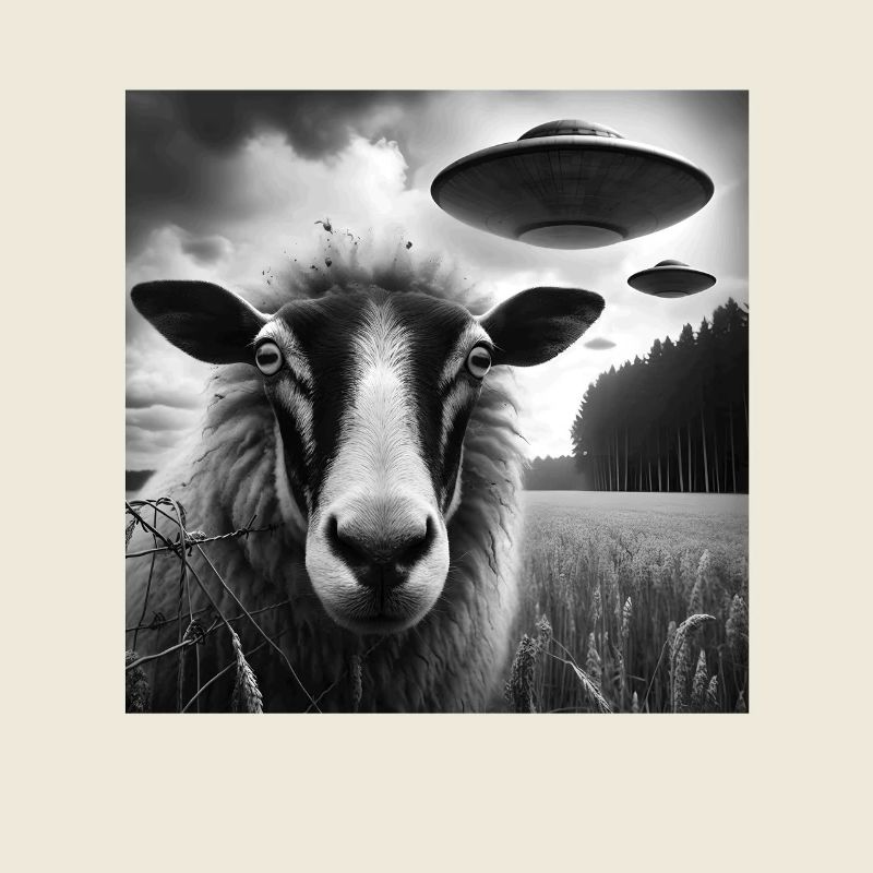 Sheep ram2, lamb Funny Graphic Selfie with UFOs We
