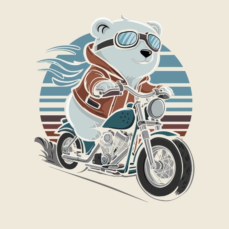 Bear on Motorcycle Adventure Retro Style