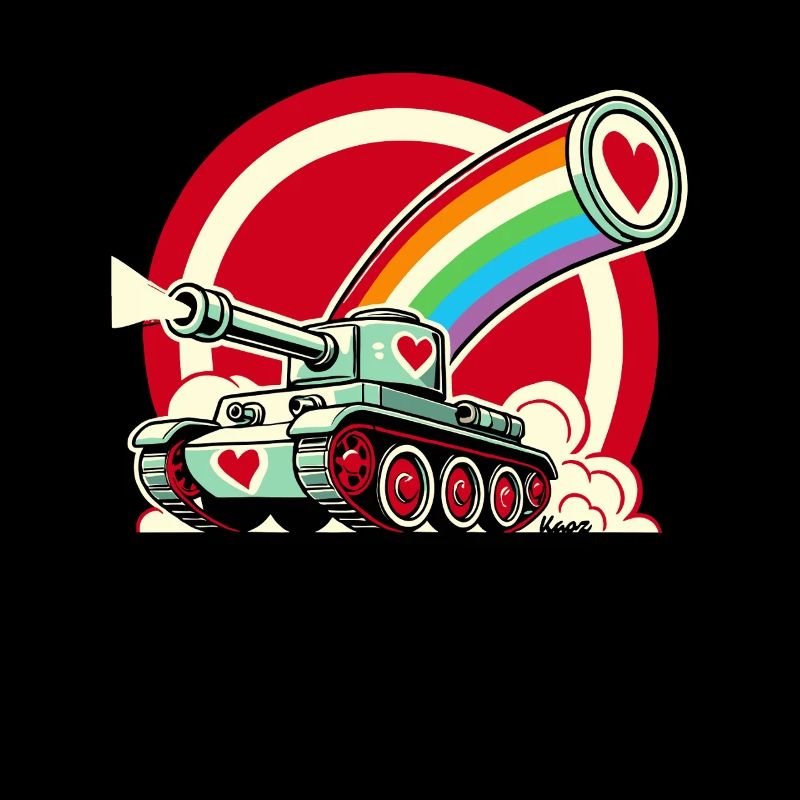 Regenbogen-Panzer, schießt Herzen der Liebe