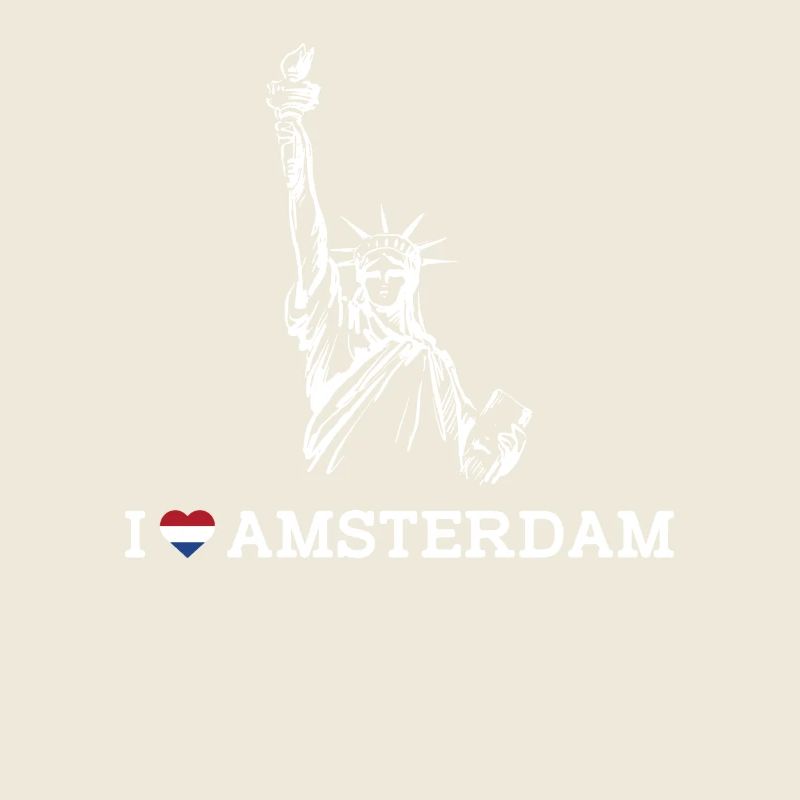 J’aime Amsterdam Pays-Bas Statue de la Liberté Jeu de mots