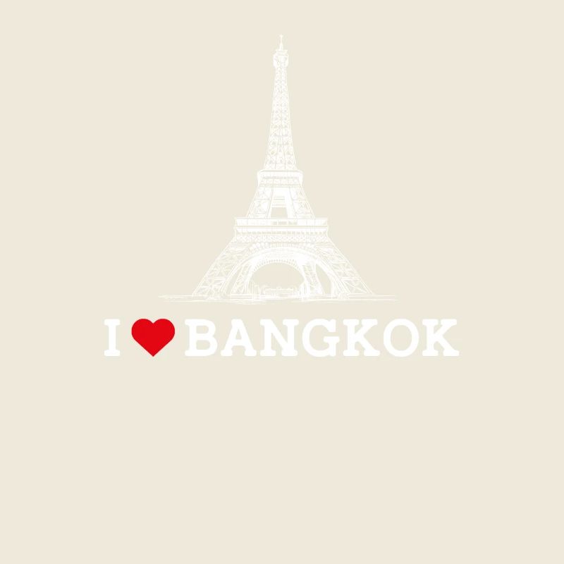 J’aime Bangkok Drapeau Tour Eiffel Lover Thaïlande