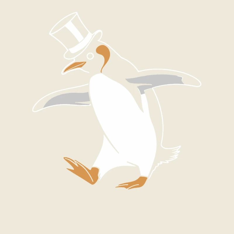 Elegant penguin dancing happily with top hat