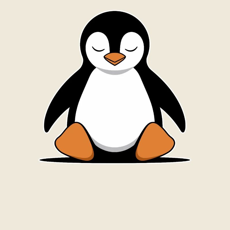 dessin animé de méditation pingouin détendu