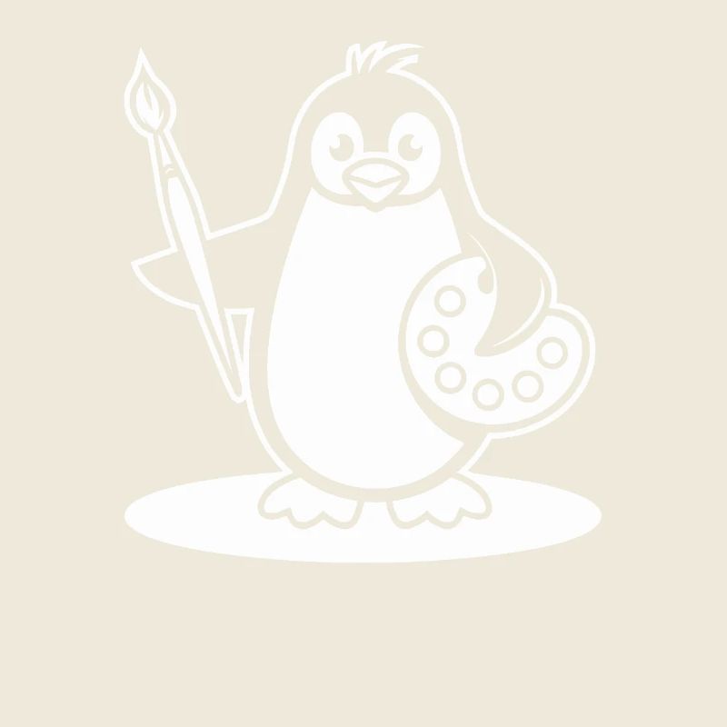 Artiste pingouin créatif avec pinceau et palette