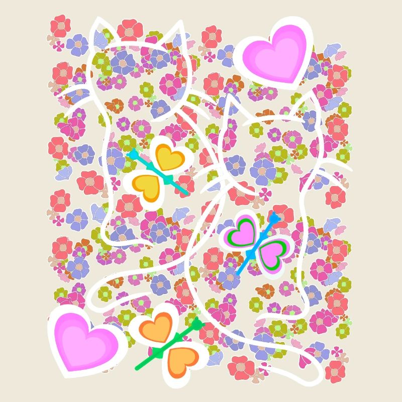 Printemps Été Chats Chat Papillons