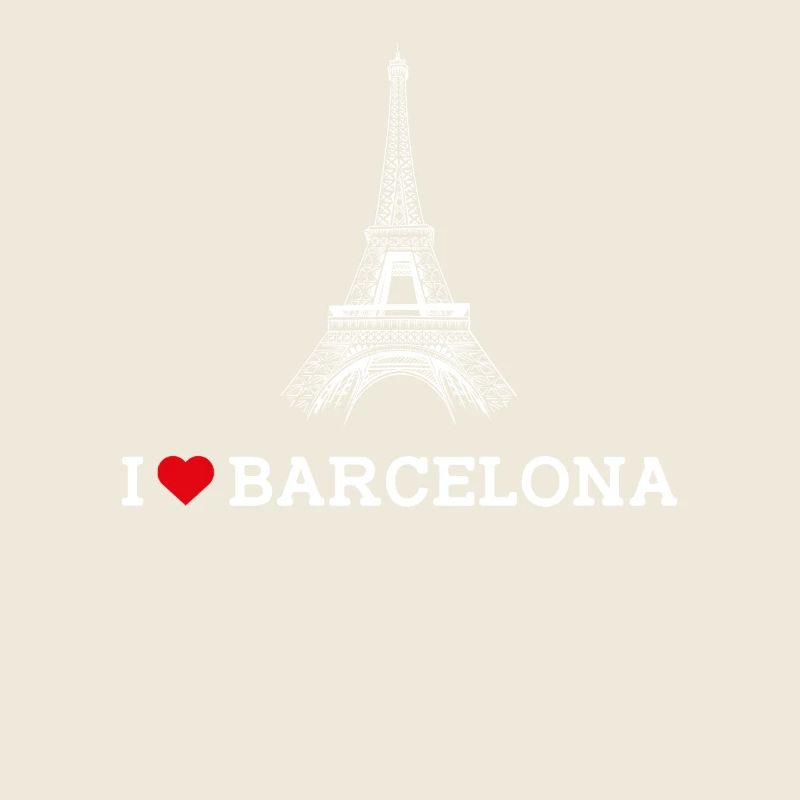 I Love Barcelona Cool Heart Flag Eiffel Tower Fun