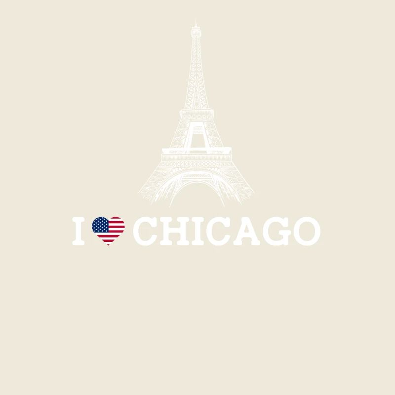 J’aime Chicago Cool Tour Eiffel Lover Coeur Drapeau