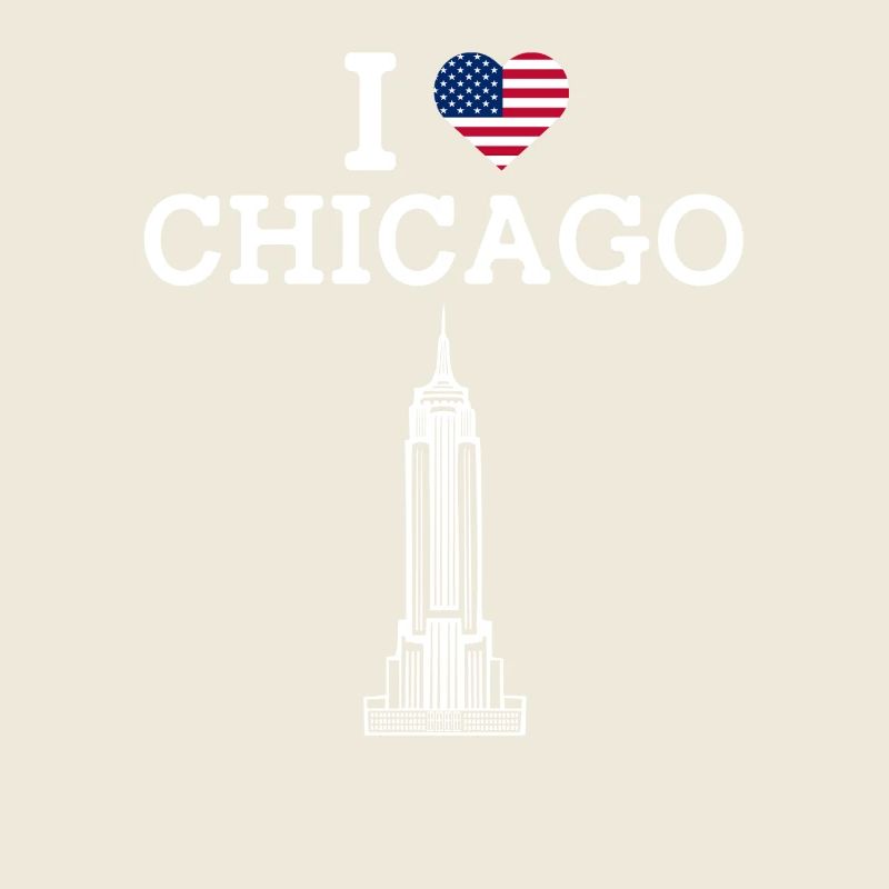 J’aime Chicago Cool Heart Flag États-Unis Empire Building