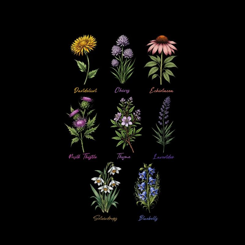 Collection d’herbes et de fleurs botaniques