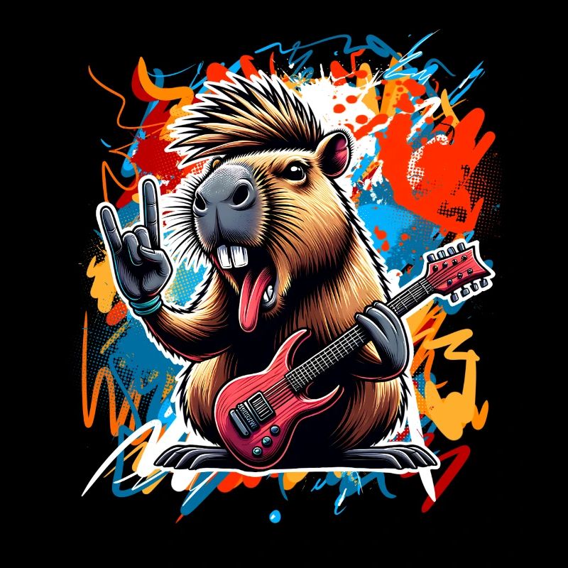 Capybara Rock and Roll Guitariste Guitare électrique