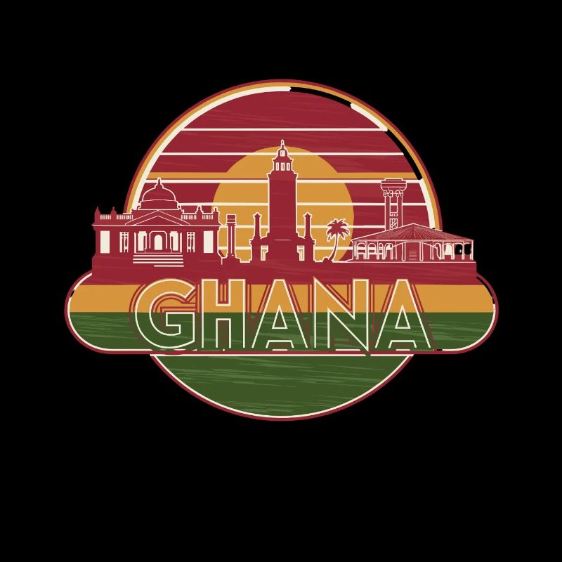 Silhouette de style rétro du Ghana avec point de repère
