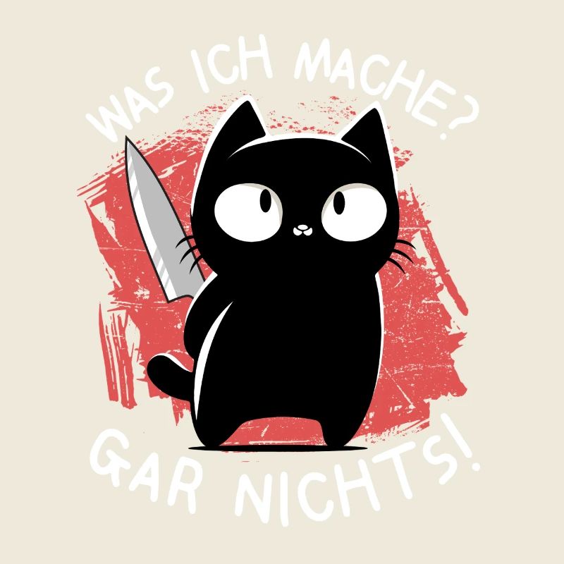 Ich? Niemals – Süße schwarze Katze mit Messer