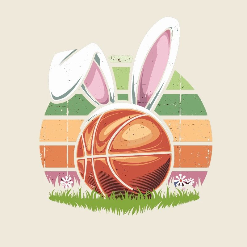 Funny basketball with Easter bunny ears