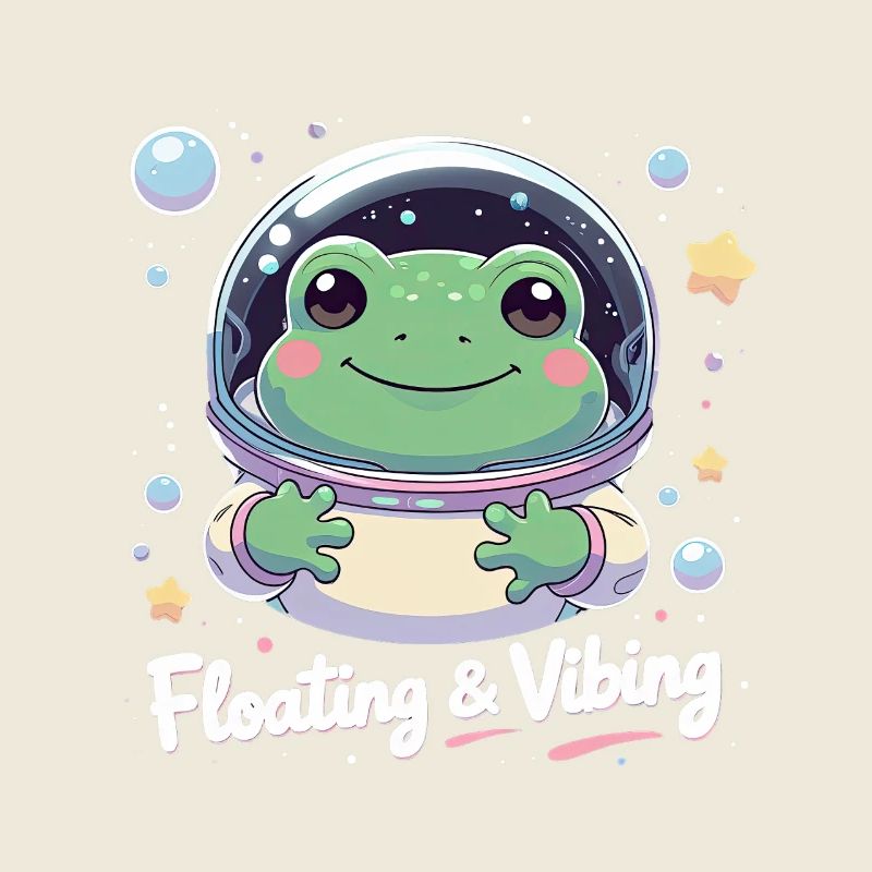 Floating & Vibing – Grenouille astronaute dans l’espace