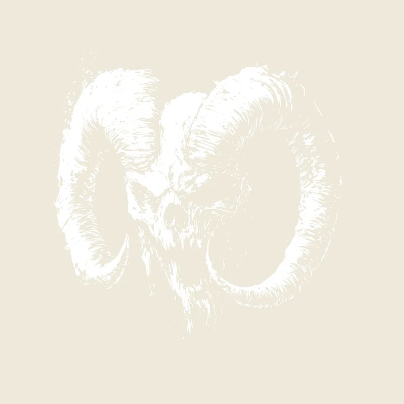 Dämonenschädel mit Widderhörnern – Dark Art