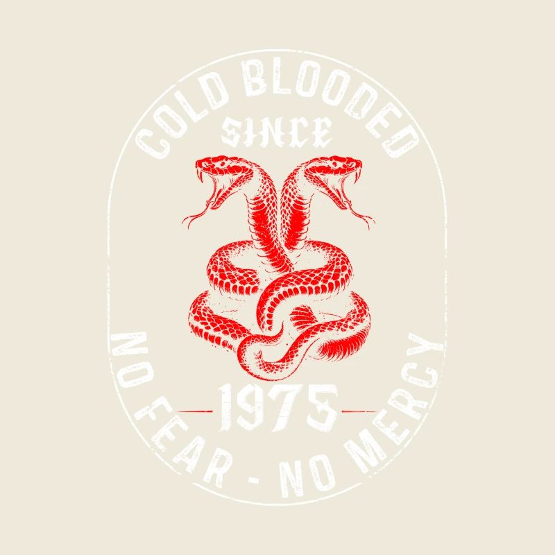 Depuis 1975 - Design de serpent cobra rouge | Pas de peur, pas de