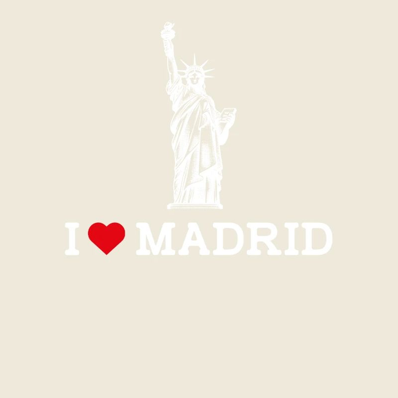 Ich liebe Madrid Freiheitsstatue Wortspiel Herz Flagge