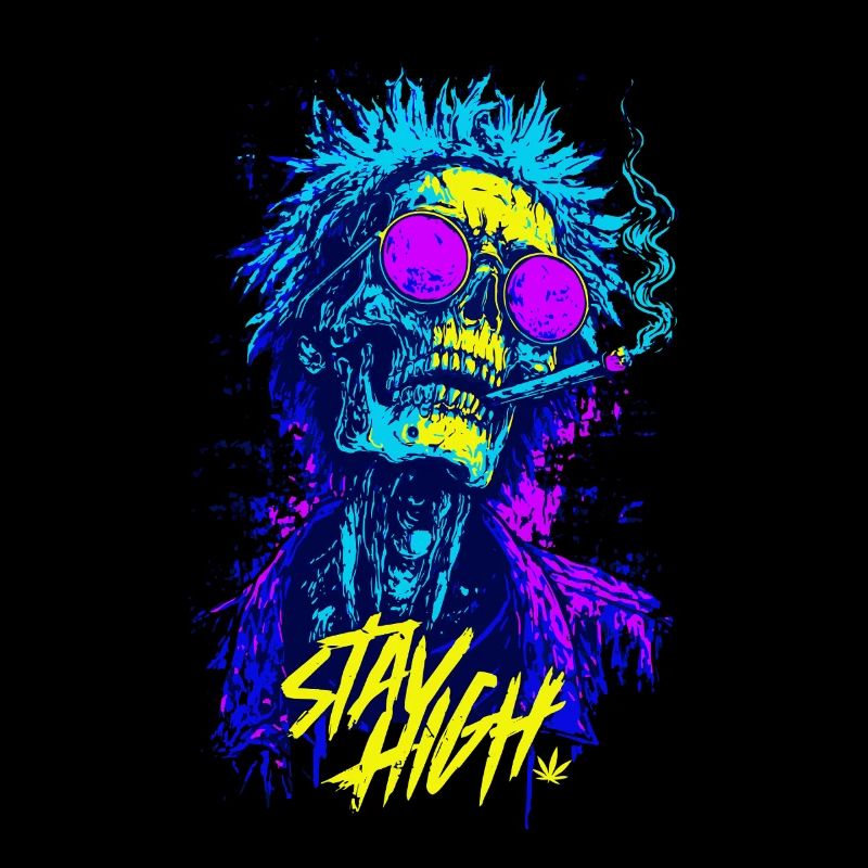 Stay High Skull – Zombie néon psychédélique
