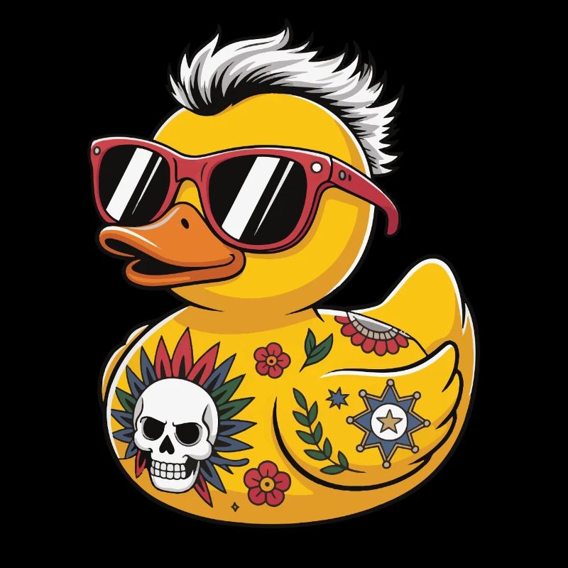 punk caoutchouc canard lunettes de soleil crâne tatouage fleur