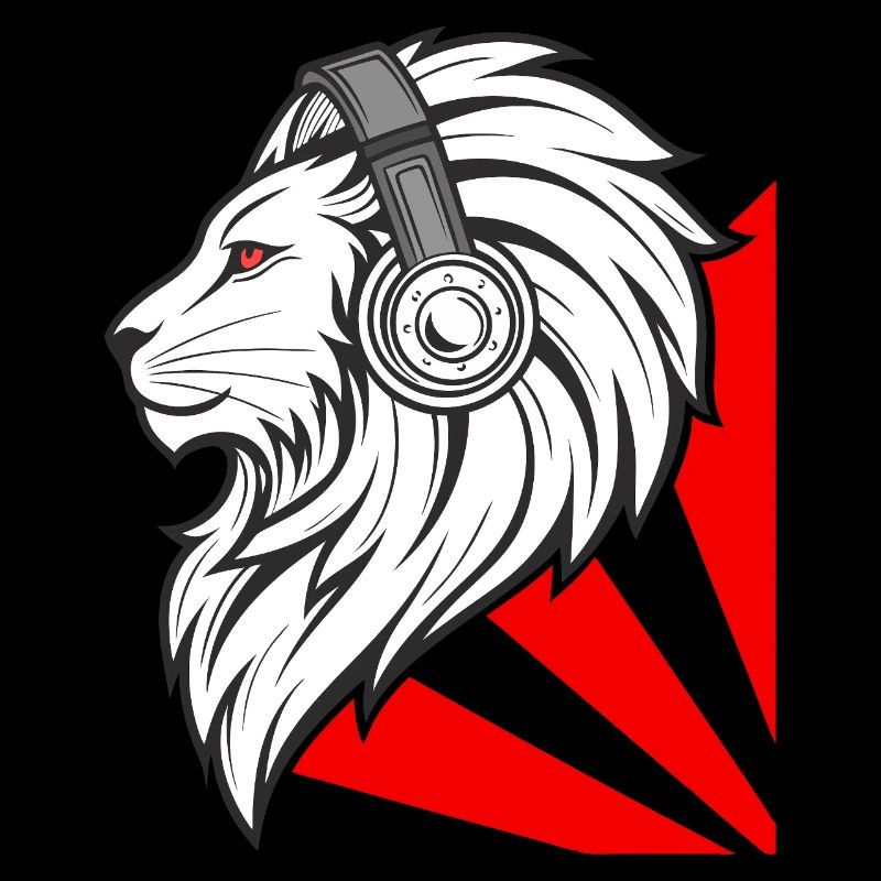 Lion élégant avec des écouteurs