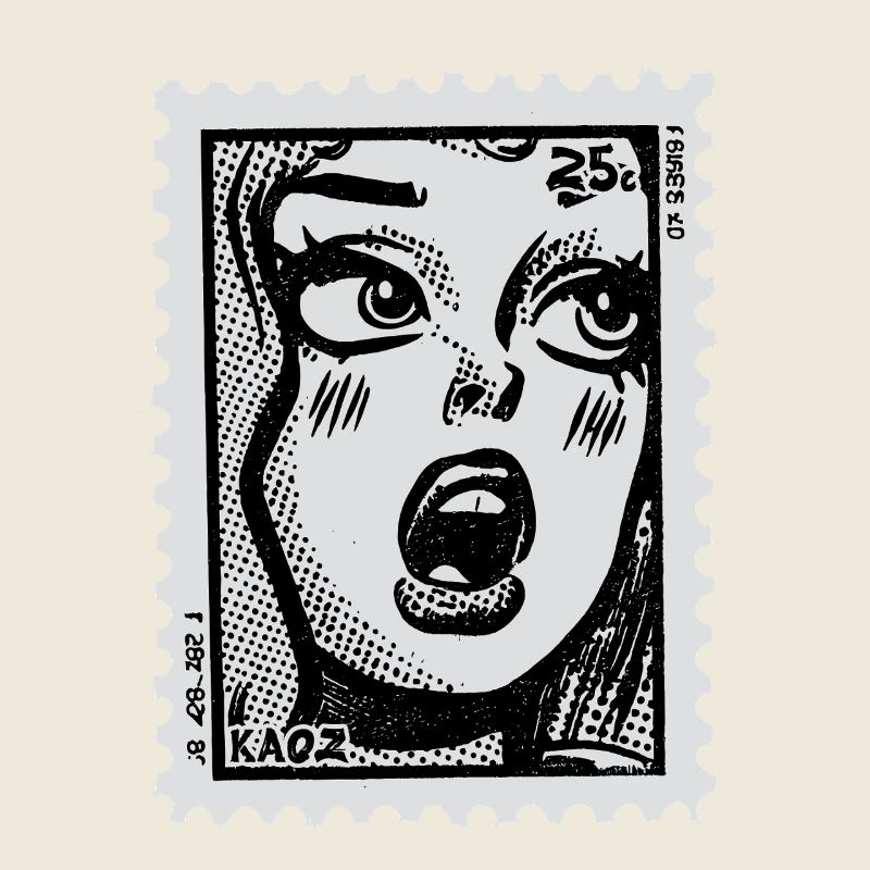 Comicfrau im Schock – Pop-Art Briefmarke