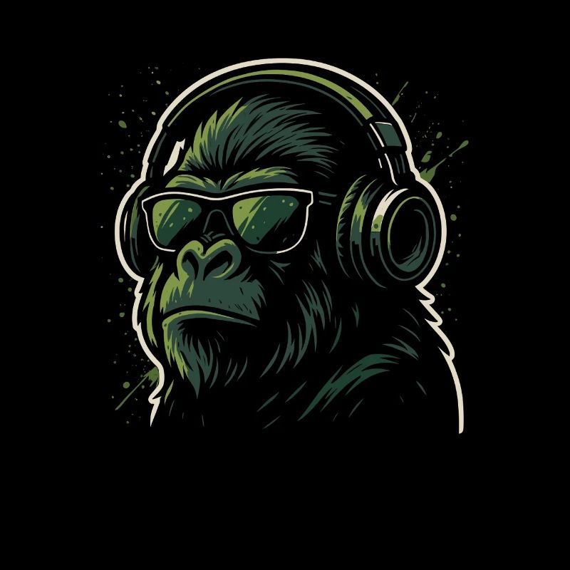Affe Gorilla Musikfan Kopfhörer