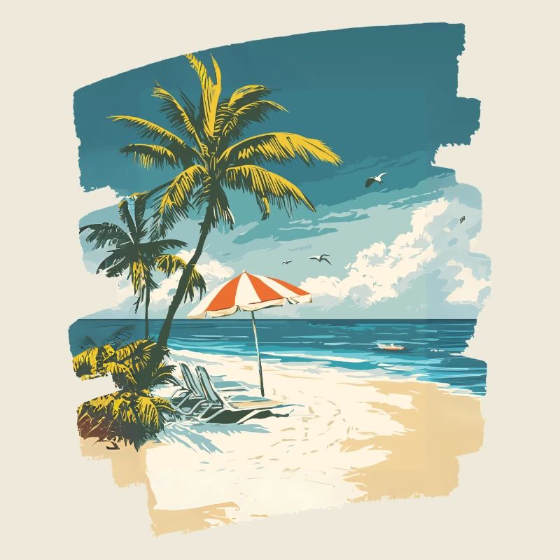 Plage Palmiers Soleil Été