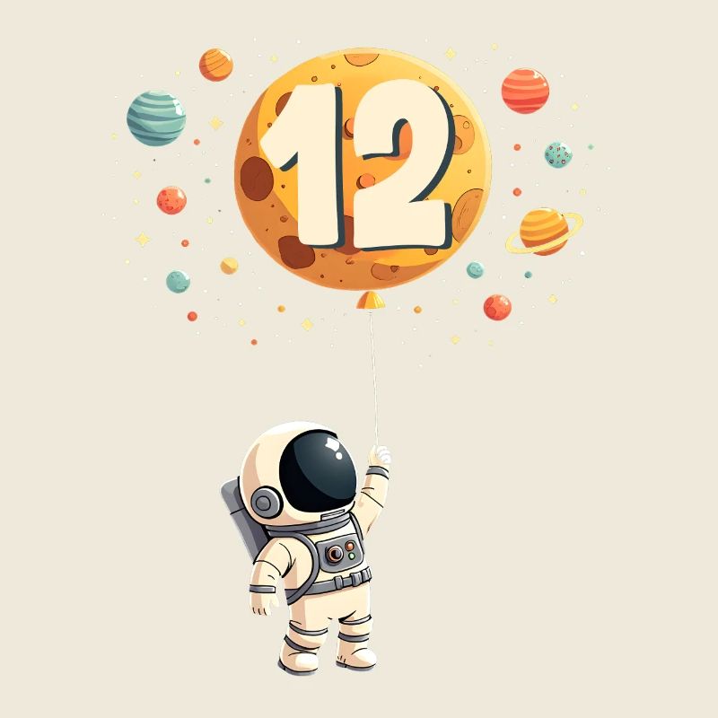 Cute Astronaut 12th Birthday Boy Outer Space