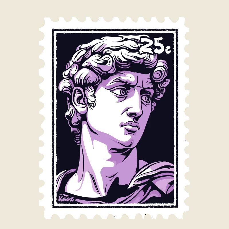David from Florence Postage Stamp – Classic in Purple