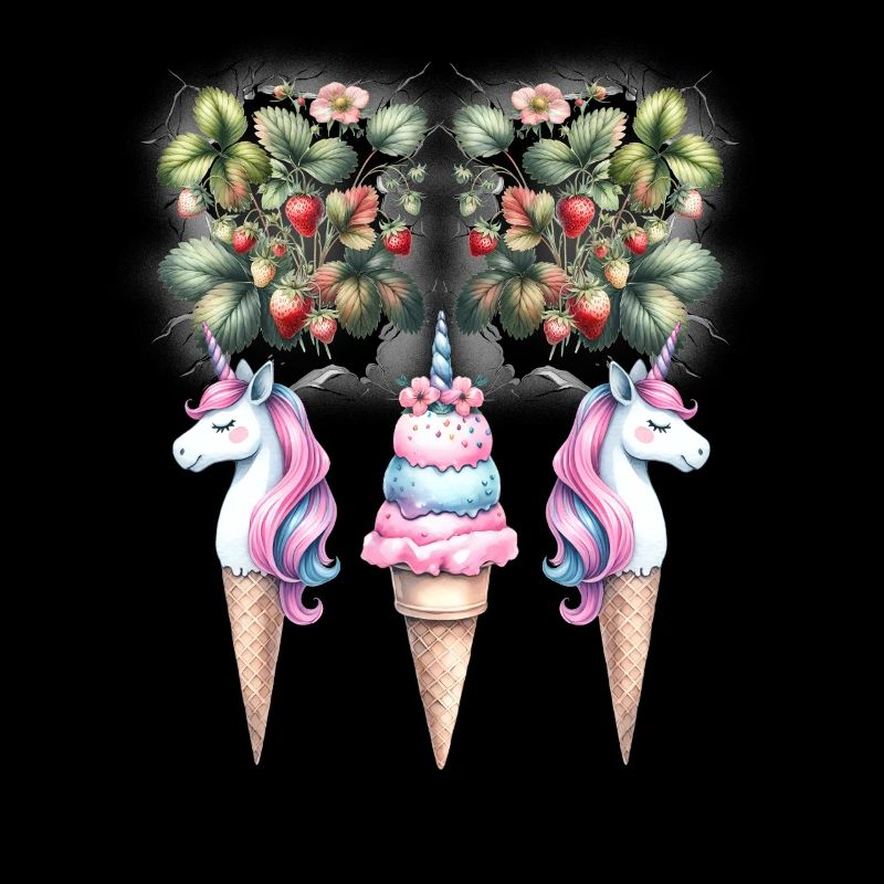 Erdbeeren Einhorn Eiscrem Eis Teenie Kinder Kind